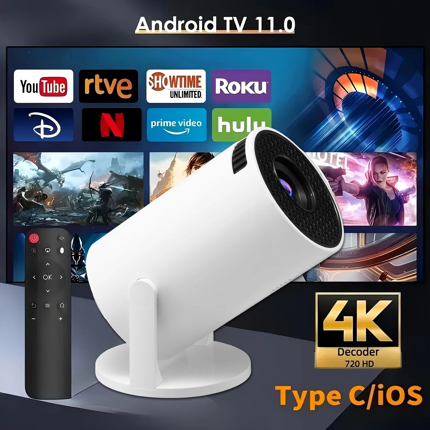 Mag Projector HY300 Cube Pro M5 – 4K & 1080P Portable Cinema | Bluetooth | For iPhone & Android